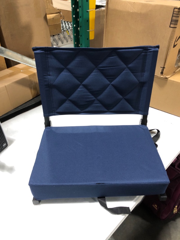 Photo 3 of Sheenive Stadium Seats for Bleachers with Back Support, Bleacher Seats with Backs and Cushion Wide, Padded Portable Folding Comfort Stadium Chair with Shoulder Strap, Perfect for Sports Events Navy Blue 1