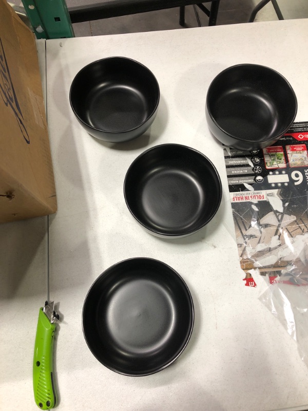 Photo 2 of AmorArc Stoneware Cereal Bowls for Kitchen, 28oz Large Ceramic Soup Bowls Set of 4 for Meal, Chip-Resistant Kitchen Bowls with Wavy Rim, Reactive Glaze-Matte Black Matte Black Set of 4