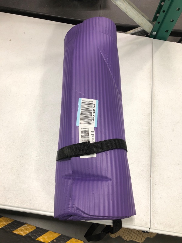 Photo 2 of BalanceFrom All Purpose 1/2-Inch Extra Thick High Density Anti-Tear Exercise Yoga Mat with Carrying Strap and Yoga Blocks Purple Mat Only