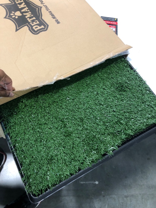 Photo 3 of Artificial Grass Puppy Pee Pad for Dogs and Small Pets - 20x25 Reusable 3-Layer Training Potty Pad with Tray - Dog Housebreaking Supplies by PETMAKER