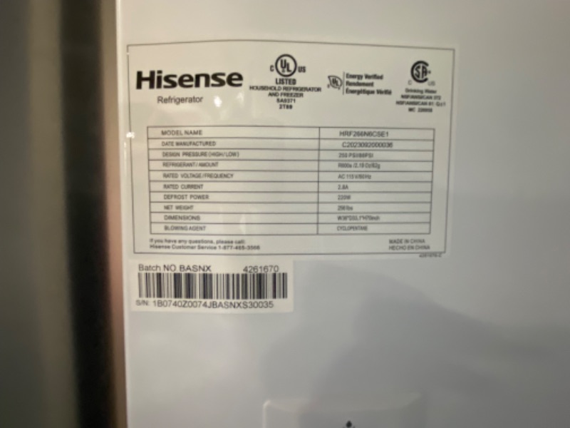 Photo 10 of Hisense 26.6-cu ft French Door Refrigerator with Ice Maker (Fingerprint Resistant Stainless Steel) ENERGY STAR
