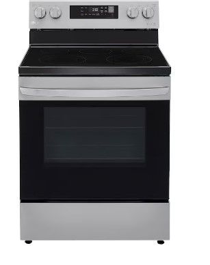 Photo 1 of LG 30-in Smooth Surface Glass Top 5 Elements 6.3-cu ft Freestanding Smart Electric Range (Stainless Steel)

