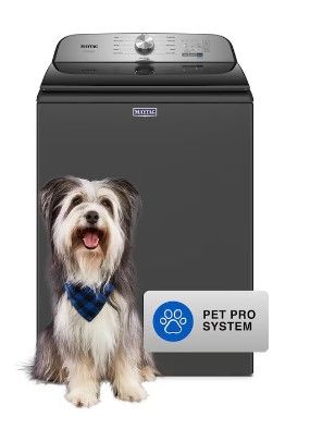 Photo 1 of Maytag Pet Pro 4.7-cu ft High Efficiency Agitator Top-Load Washer (Volcano Black)
