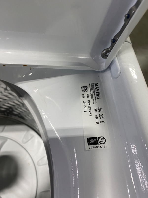 Photo 8 of Maytag 4.5-cu ft High Efficiency Agitator Top-Load Washer (White)
