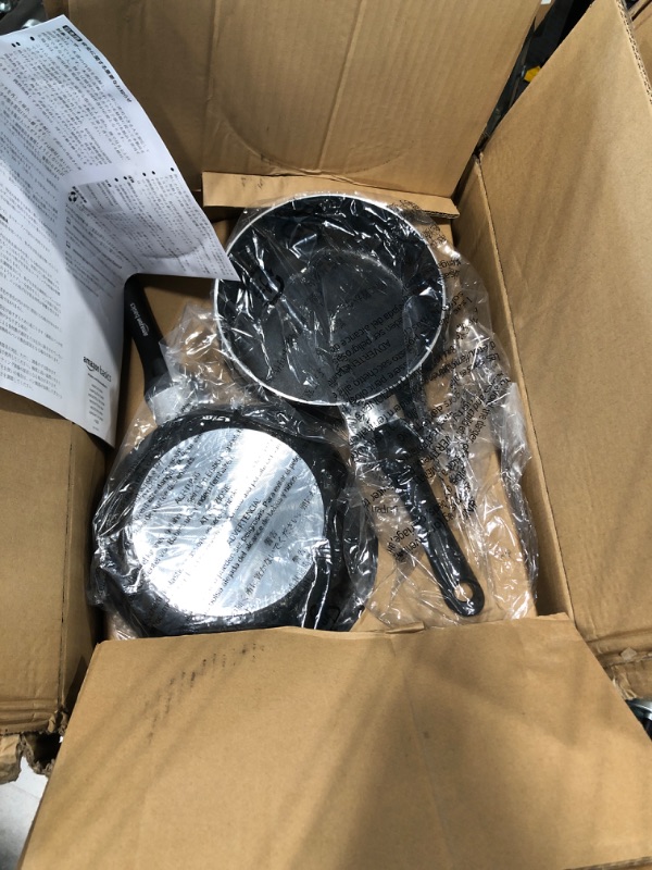 Photo 2 of Amazon Basics Non-Stick Cookware Set, Pots and Pans - 8-Piece Set 8-Piece Set Cookware Set