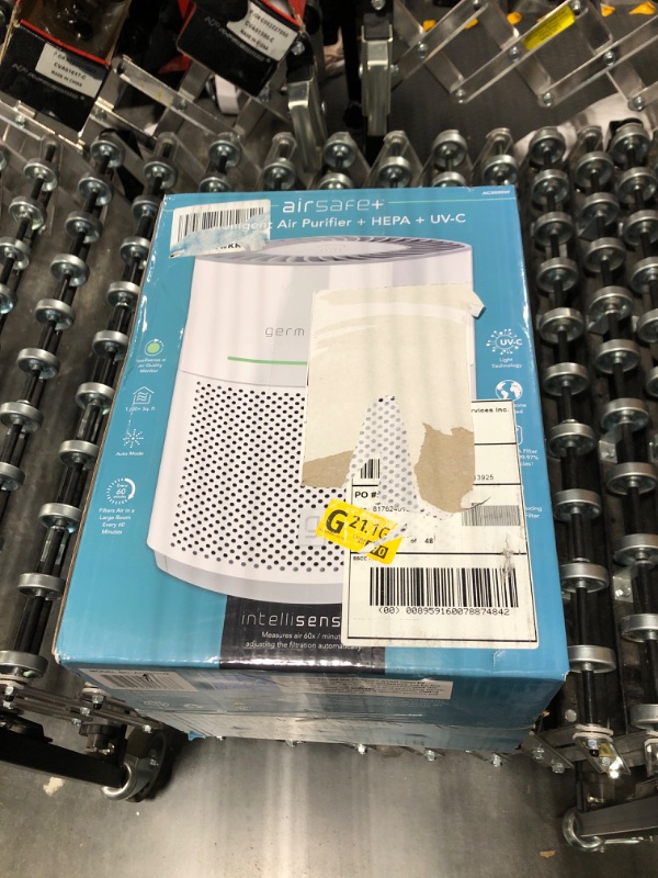 Photo 2 of Germ Guardian AirSafe+ Intelligent Air Purifier with 360° HEPA 13 Filter, Removes 99.97% of Pollutants, Large Rooms over 1000 Sq. Ft, Air Quality Sensor, UVC Light, Zero Ozone Verified, White AC3000W