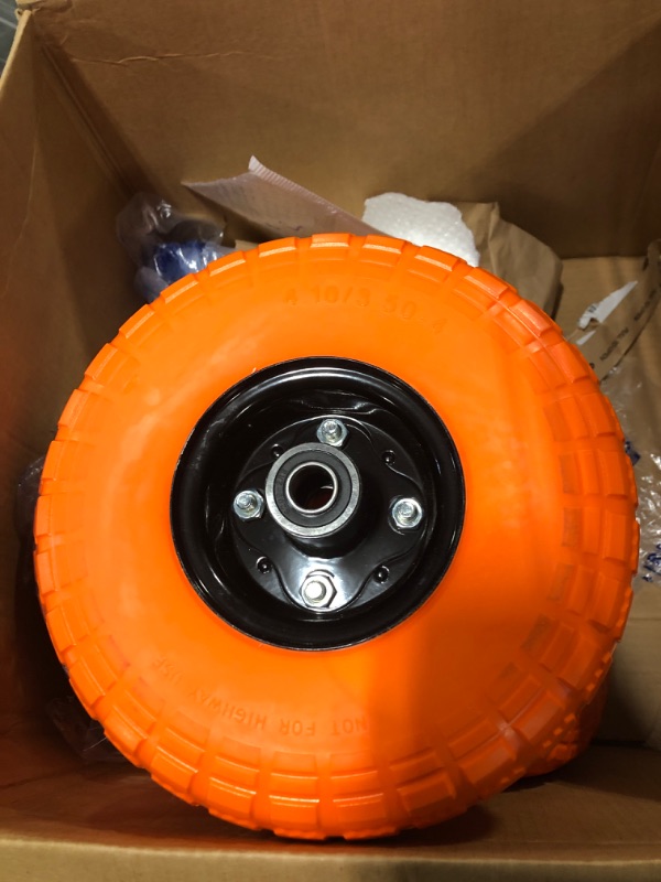 Photo 2 of 4.10/3.50-4 tire and Wheel Flat Free,10" Solid Tire Wheel with 5/8" Bearings,2.1" Offset Hub,for Garden Carts,Dolly,Trolley,Dump Cart,Hand Truck/Wheelbarrow/Garden Wagon