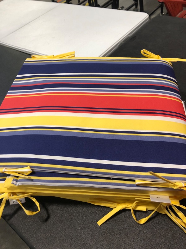 Photo 1 of 19.5 in. x 42 in. Universal Outdoor Sling Chair Cushion in Captiva Stripe 4pc