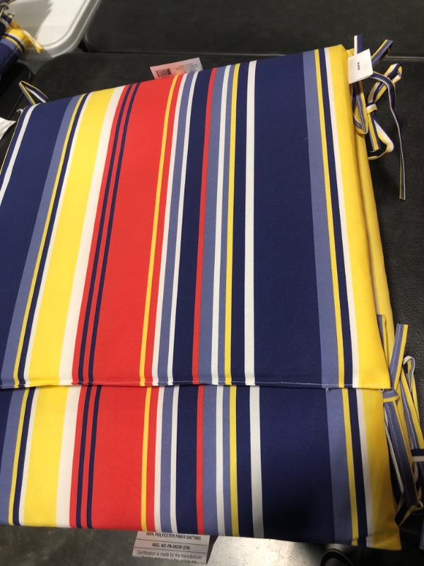 Photo 1 of 19.5 in. x 42 in. Universal Outdoor Sling Chair Cushion in Captiva Stripe 4pack 