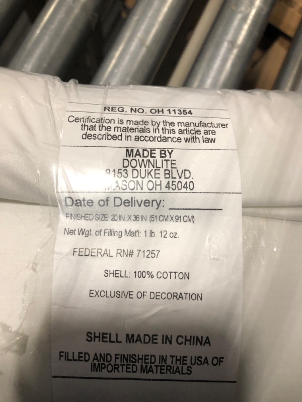 Photo 1 of (1 Pillow) DOWNLITE Hotel Style Hypoallergenic Down Alternative Bed Pillow – King Size, 20” x 36” – Soft/Medium Density, for Stomach & Back Sleepers – Machine Washable & Dryable
