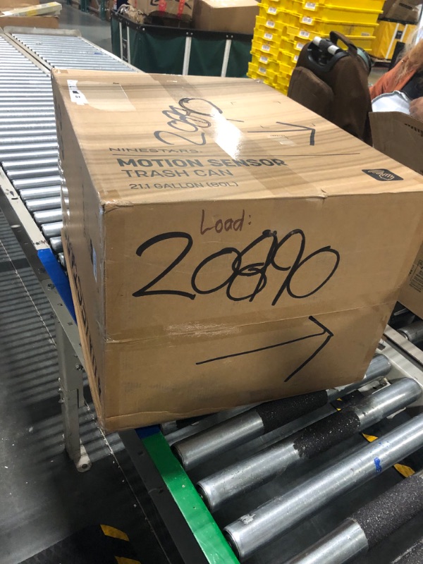 Photo 1 of Ninestars DZT-80-35 Automatic Touchless Infrared Motion Sensor Trash Can, 21 Gal 80L, Heavy Duty Stainless Steel Base (Oval, Silver/Brush Lid) Trashcan, SS