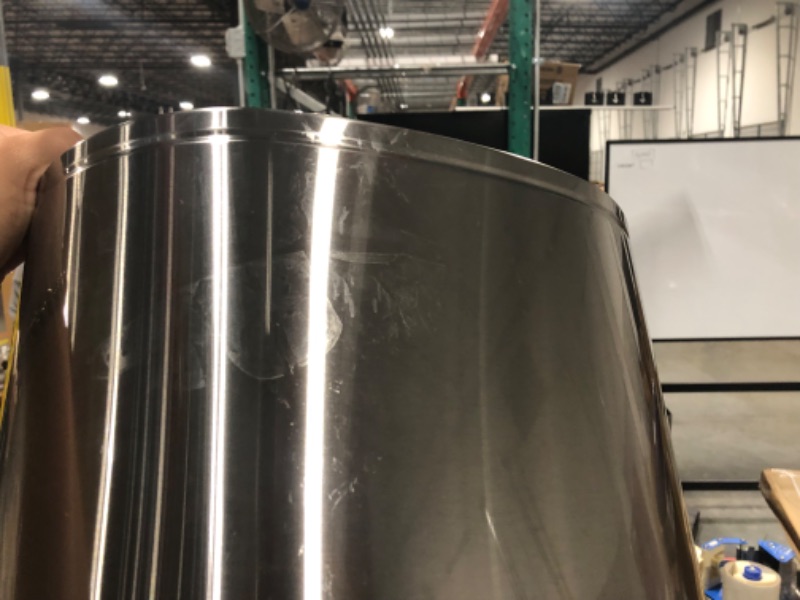 Photo 1 of Ninestars DZT-80-35 Automatic Touchless Infrared Motion Sensor Trash Can, 21 Gal 80L, Heavy Duty Stainless Steel Base (Oval, Silver/Brush Lid) Trashcan, SS