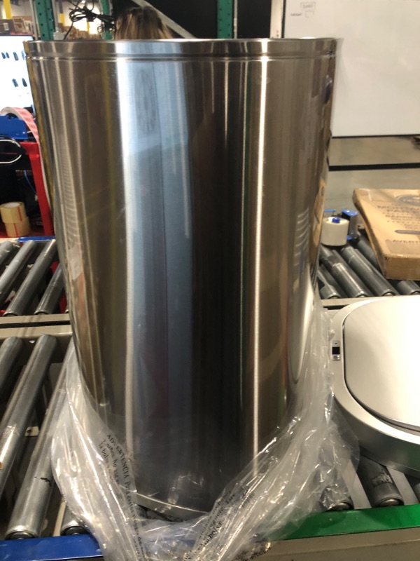 Photo 1 of Ninestars DZT-80-35 Automatic Touchless Infrared Motion Sensor Trash Can, 21 Gal 80L, Heavy Duty Stainless Steel Base (Oval, Silver/Brush Lid) Trashcan, SS