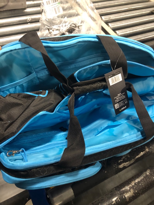 Photo 4 of **ONLY BAG** JOOLA Tour Elite Pickleball Bag – Backpack & Duffle Bag for Paddles & Pickleball Accessories – Thermal Insulated Pockets Hold 4+ Paddles - With Fence One Size Black/Light Blue