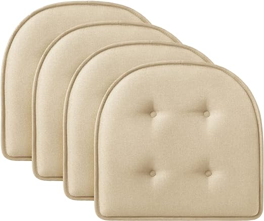 Photo 1 of Basic Beyond Chair Cushions for Dining Chairs 4 Pack, Memory Foam Chair Cushion with Non Slip Backing, 17x16 inches Kitchen Chair pads green 
