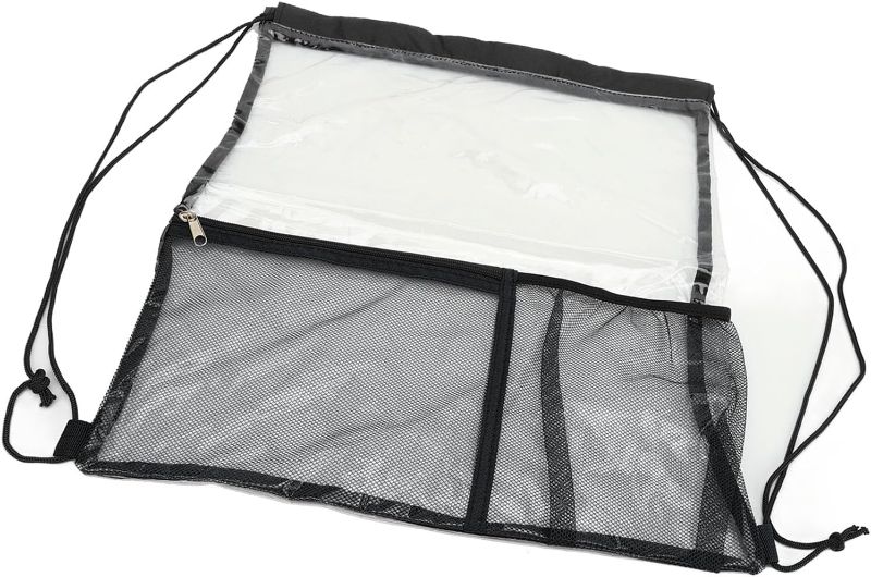 Photo 1 of Astibym Transparent See Through Backpack, Durable Foldable Wide Application Clear Bag for Work (Black) 10PCS