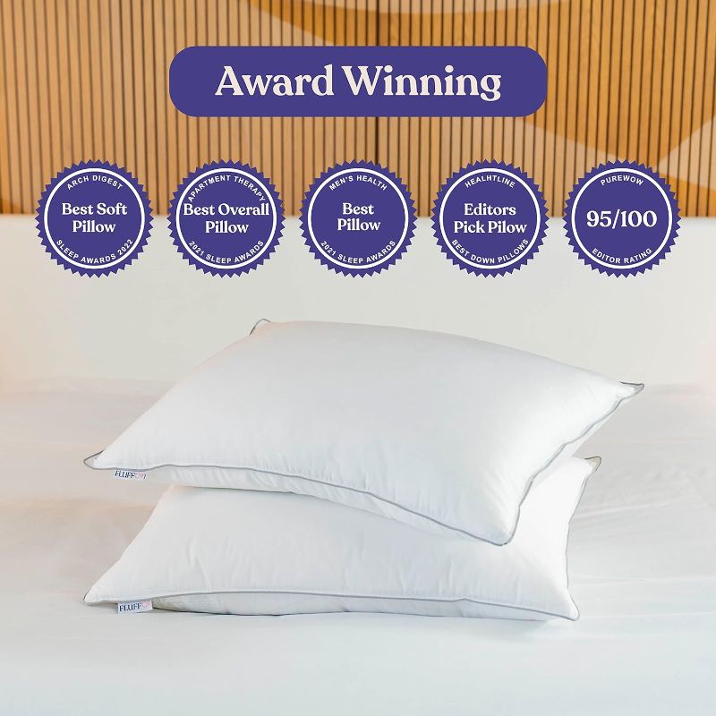 Photo 1 of 
FluffCo. Down and feather Standard/Queen Size Pillows | Luxury Hotel-Quality Cooling Pillow | Luxurious Breathable Microfiber Polyester Pillow |