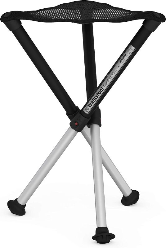 Photo 1 of Walkstool - Comfort Model - Black and Silver - 3 Legged Folding Stool in Aluminium - Height 18" to 30" - Maximum Load 440 to 550 Lbs - Made in Sweden 30" Seat Height (75 Cm)