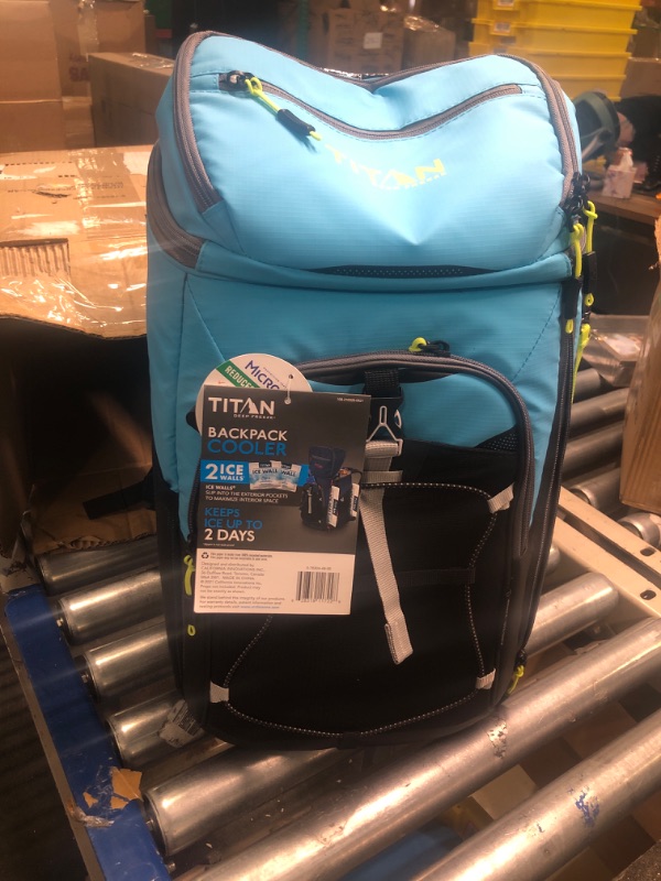 Photo 3 of Arctic Zone Titan Deep Freeze 30 Can Insulated Backpack Cooler Bag with Ice Wall Packs Blue Lagoon
