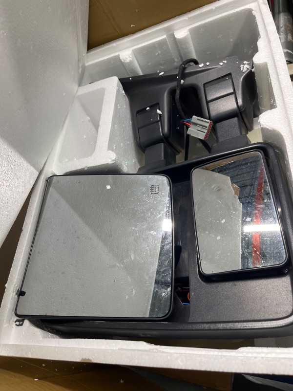 Photo 2 of MOTORHOT Towing Mirrors Replacement for 1999-2007 Ford F-250 F-350 F-450 F550 Super Duty Tow Mirrors Extendable Smoke Power Heated with Signal Light Side Mirrors