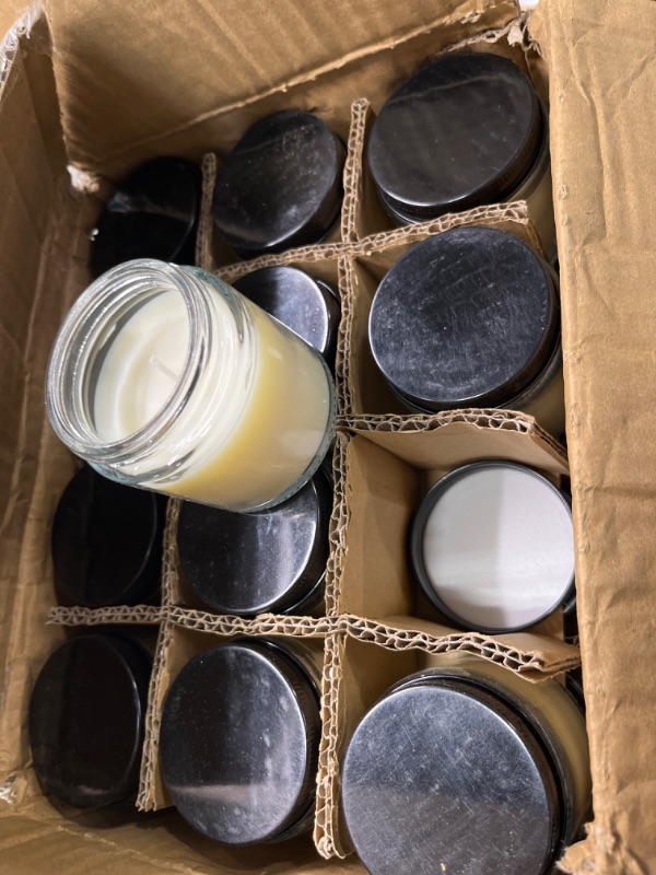 Photo 2 of 48 Pack Mini Mason Jar Candles 4 oz Small Lavender Scented Jar Candles in Bulk Wax Stress Relief Aromatherapy Candles for Wedding Birthday Gifts Bridal Baby Shower Party Favors (Black Lid)