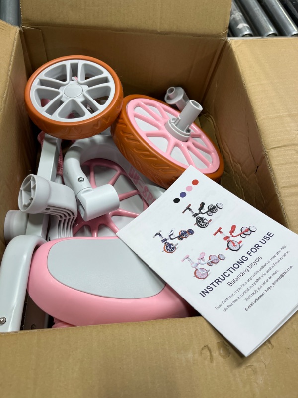 Photo 2 of 3 in 1 Kids Tricycles Gift for 2-4 Years Old Boys Girls with Detachable Pedal and Training Wheels?Baby Balance Bike Trikes Riding Toys for Toddler?Adjustable Seat? Pink