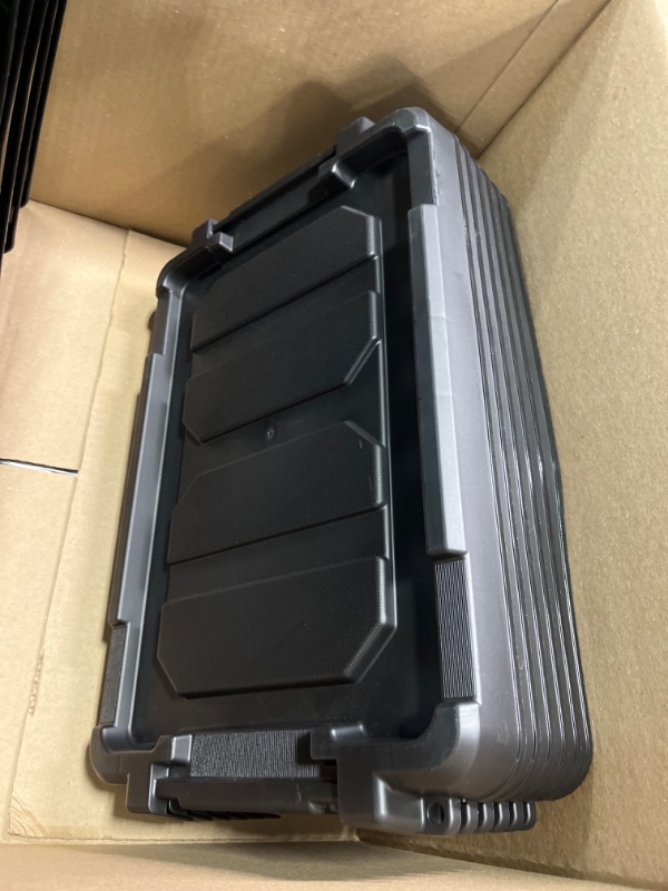 Photo 1 of 7.5 Gallon Stacker Tote Plastic, Black, Set of 6