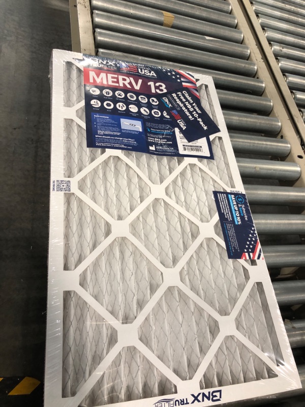 Photo 1 of BNX 14x25x1 MERV 13 Air Filter 4 Pack - MADE IN USA - Electrostatic Pleated Air Conditioner HVAC AC Furnace Filters - Removes Pollen, Mold, Bacteria, Smoke 14x25x1 4-Pack