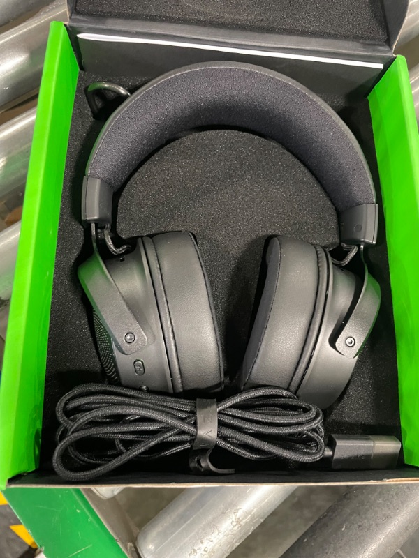 Photo 3 of Razer Kraken V3 Wired USB Gaming Headset: Triforce Titanium 50mm Drivers - THX Spatial Audio - Chroma RGB Lighting - Hybrid Fabric & Leatherette Memory Foam Cushions - Detachable HyperClear Mic