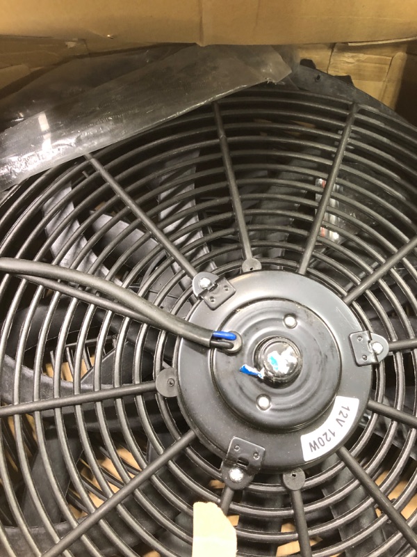 Photo 3 of 2PCS 16 Inch Universal Slim Fan Push Pull Electric Radiator Cooling 12V 120W Mount Kit Black 16 inch Black