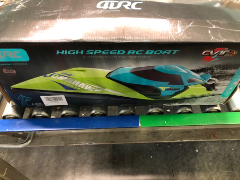 Photo 2 of 4DRC S2 High Speed RC Boats with LED Lights & 2 Batteries, 30+ mph Remote Control Boat for Pools and Lakes, Capsize Recovery, Low Battery Reminder,2.4Ghz Racing Boats for Adults Kids,Green