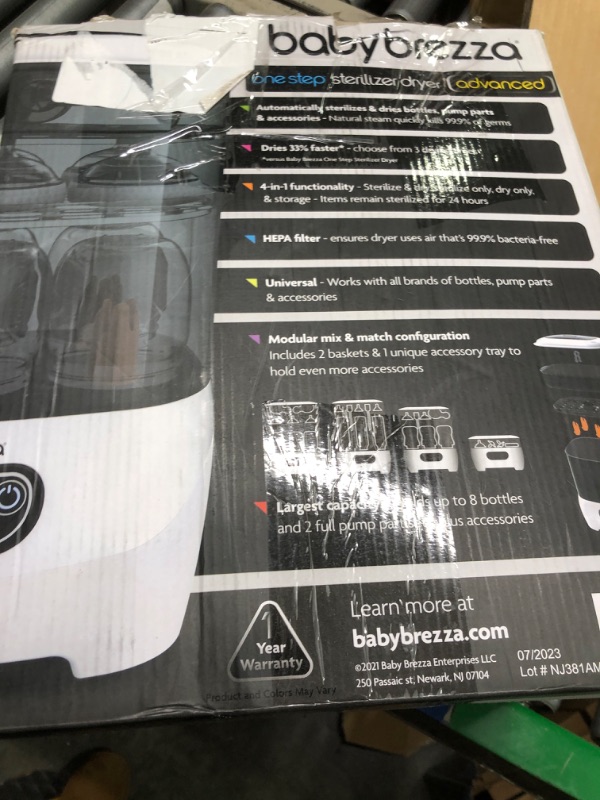 Photo 1 of Baby Brezza Baby Bottle Sterilizer and Dryer Advanced – Electric Steam Sterilization Machine – Universal Sterilizing for All Bottles: Plastic + Glass + Pacifiers + Breast Pump Parts - HEPA Filtration