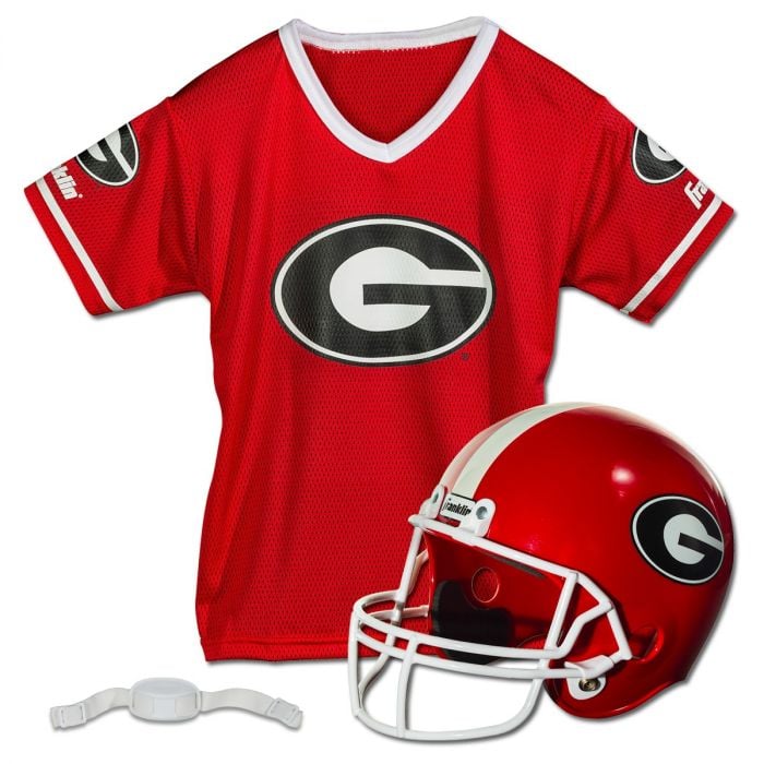 Photo 1 of Franklin Sports NCAA Kids Football Uniform Set-Youth Football Costume for Boys & Girls - Set Includes Helmet, Jersey & Pants GEORGIA Medium