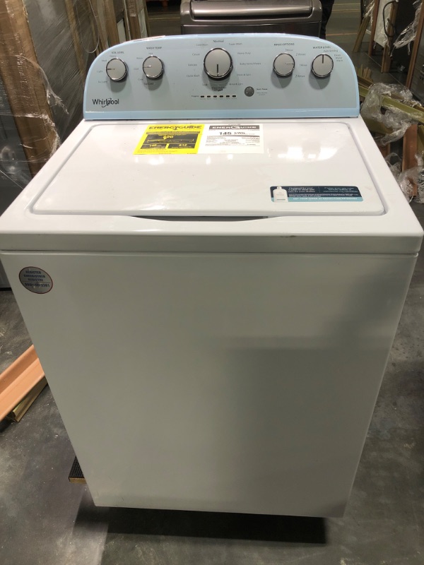 Photo 2 of Whirlpool 3.5-cu ft High Efficiency Agitator Top-Load Washer (White) non functional can use as parts 
