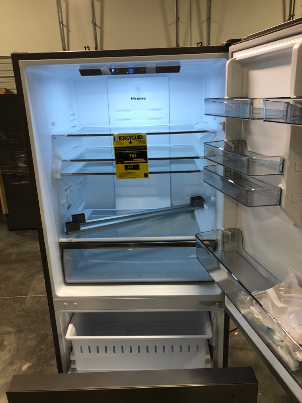 Photo 3 of Hisense 17.2-cu ft Counter-depth Bottom-Freezer Refrigerator (Fingerprint Resistant Stainless Steel) ENERGY STAR
