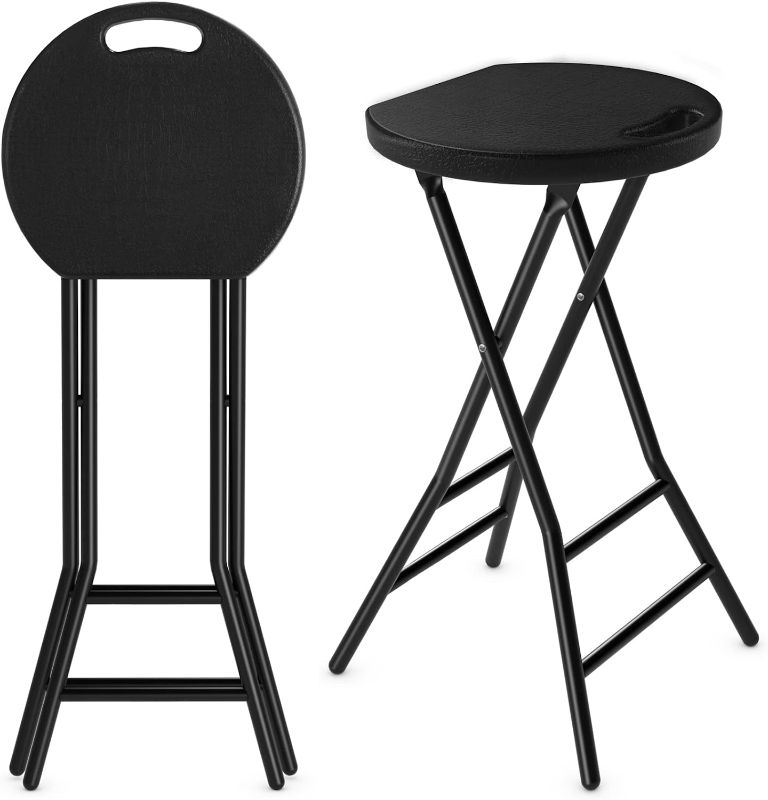 Photo 1 of 2 BLACK FOLDING STOOLS 