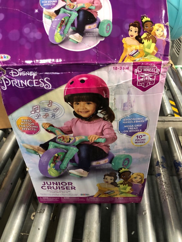 Photo 2 of Fly Wheels Disney Princess Ride-On 10" Tricycle with Sounds - Toddler Bike Trike, Ages 18-36M, for Kids 33”-35” Tall and up to 35 Lbs.