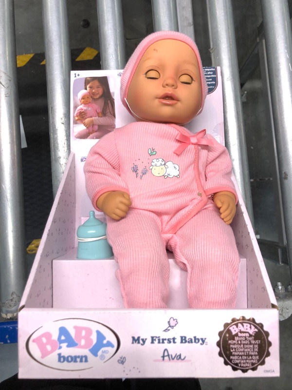 Photo 3 of Baby Born My First Baby Doll Ava - Light Brown Eyes: Realistic Soft-Bodied Baby Doll for Kids Ages 1 & Up, Eyes Open & Close, Baby Doll with Bottle