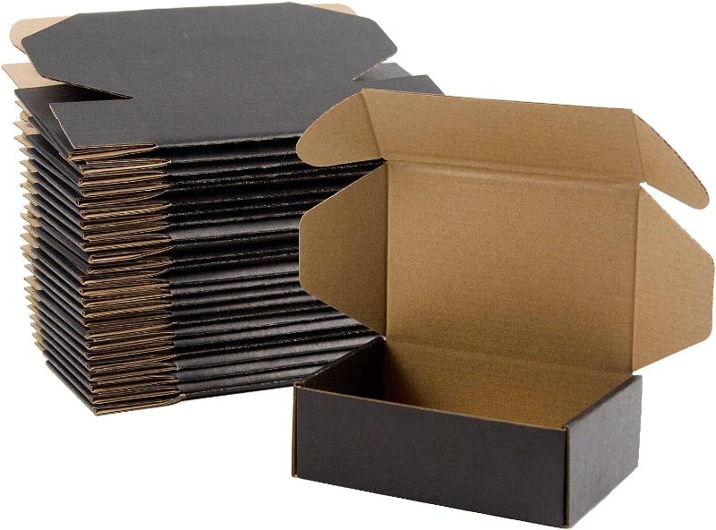Photo 1 of Sodissa 6x4x2 Inches Shipping Boxes Pack of 40, Packaging Corrugated Cardboard Mailer Boxes for Small Bussiness, Black