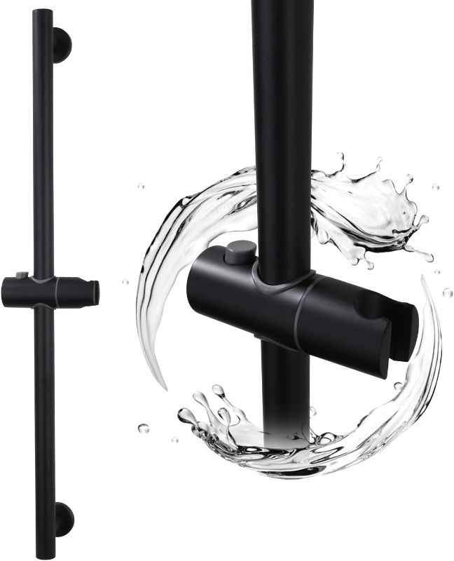 Photo 1 of BANGPU 26 Inch Shower Slide Bar with Adjustable Handheld Shower Head Holeder Wall Mounted Stainless Steel Sliding Bar, Matte Black