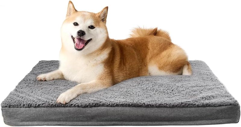 Photo 1 of Amazon Basics Orthopedic Gel Foam Mattress Dog Pet Bed with Removable Cover, Grey, 27x40