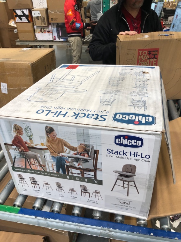 Photo 1 of Chicco Stack Hi-Lo 6-in-1 Multi-Use Convertible High Chair, Reclining High Chair for Babies and Toddlers Easy-Clean Baby High Chair Booster Toddler Seat Combo | Sand/Beige