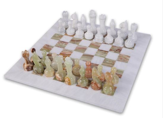 Photo 1 of ***ONLY CONTAINS THE CHESS PIECES - NO BOARD INCLUDED***

Marble Hives Handmade Marble Chess Set  - White and Green Onyx- 