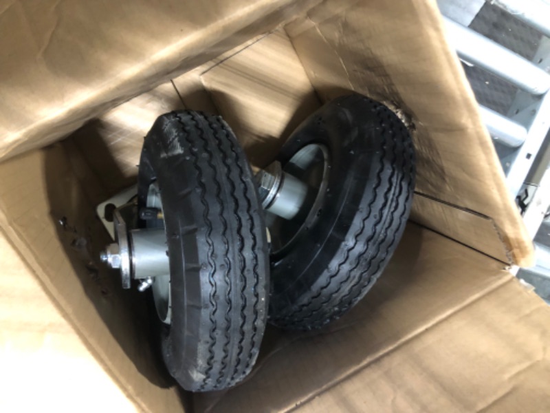 Photo 1 of 2-Swivel 8" Pneumatic Caster with zinc top Plate 360 Degree Rotation?Black Rubber Wheel - Capacity 700 lbs.