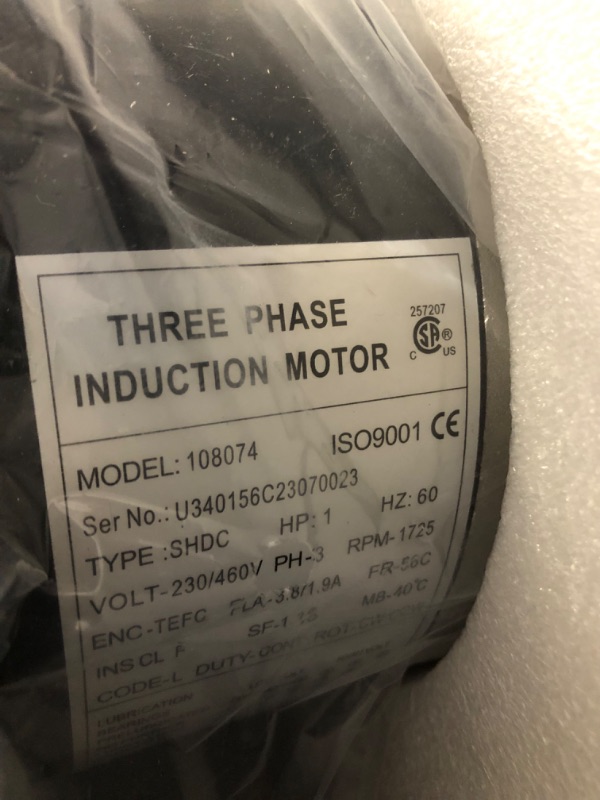 Photo 3 of 1HP Electric Motor 1725 RPM General Purpose Three Phase Motor 56C Frame 5/8“ Shaft Diameter Rolled Steel Shell 60HZ 230V/460V TEFC