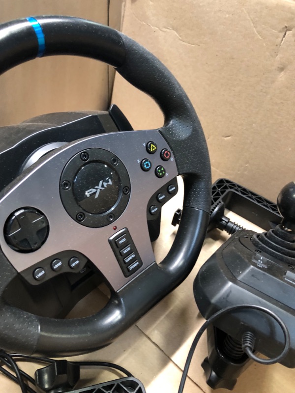 Photo 4 of PXN Game Racing Wheel, V9 270°/900° Adjustable Racing Steering Wheel, With Clutch and Shifter, Support Vibration and Headset Function, Suitable For PC, PS3, PS4, Xbox One, Nintendo Switch.