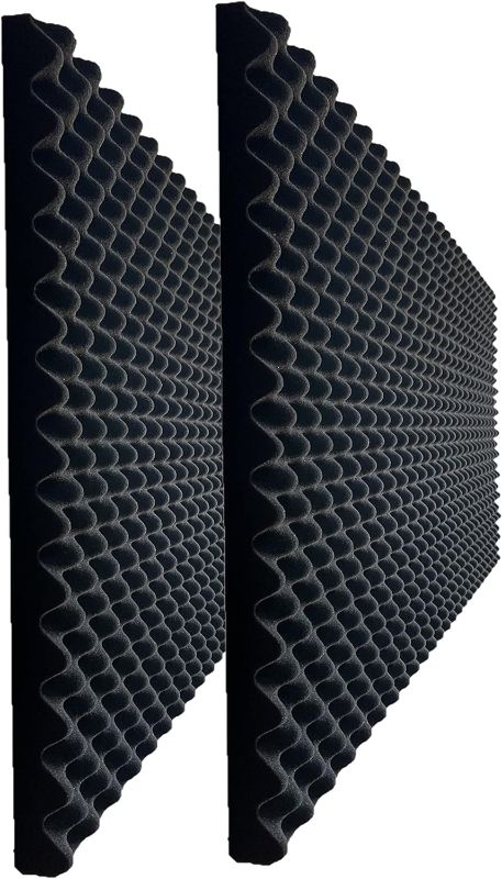 Photo 1 of YDHTDLHC 2 Pack Acoustic foam panels 24" X 48" X 2" egg crate foam pad sound proof foam panels studio foam wall panels noise dampening foam wedges decoration tiles for office, home or theater - Black