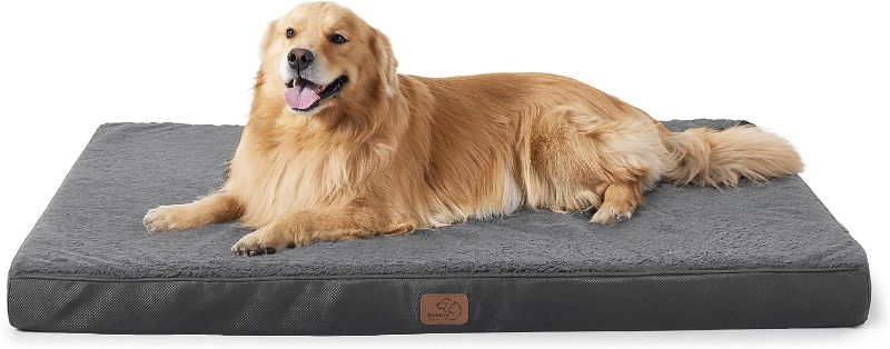 Photo 1 of Bedsure Extra Large Dog Bed - Large Orthopedic Dog Beds with Removable Washable Cover, Egg Crate Foam Pet Bed Mat, Suitable for Dogs Up to 100lbs, Dark Grey