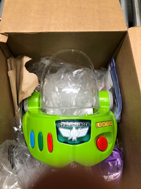 Photo 3 of Disney Pixar Toy Story 4 Buzz Lightyear Toy Astronaut Helmet for Role-play Movie Action with Jetpack, Lights, Authentic Phrases and Sounds [Amazon Exclusive], Multi