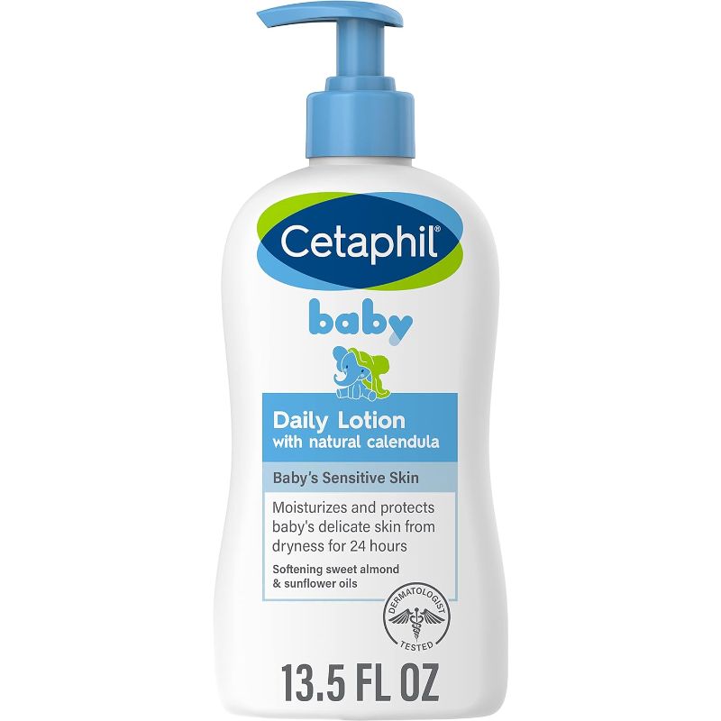 Photo 1 of Cetaphil Baby Daily Lotion with Organic Calendula, NEW 13.5 fl oz, Vitamin E, Sweet Almond & Sunflower Oils, Mineral Oil Free, Paraben Free, Dermatologist Tested, Clinically Proven for Sensitive Skin
